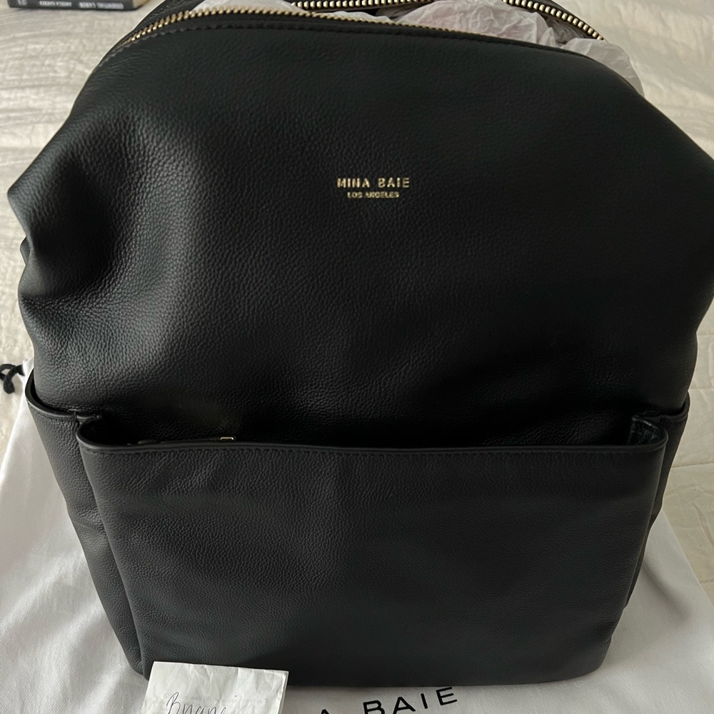 Mina Baie Leather Stevie Midi Black with Gold Hardware